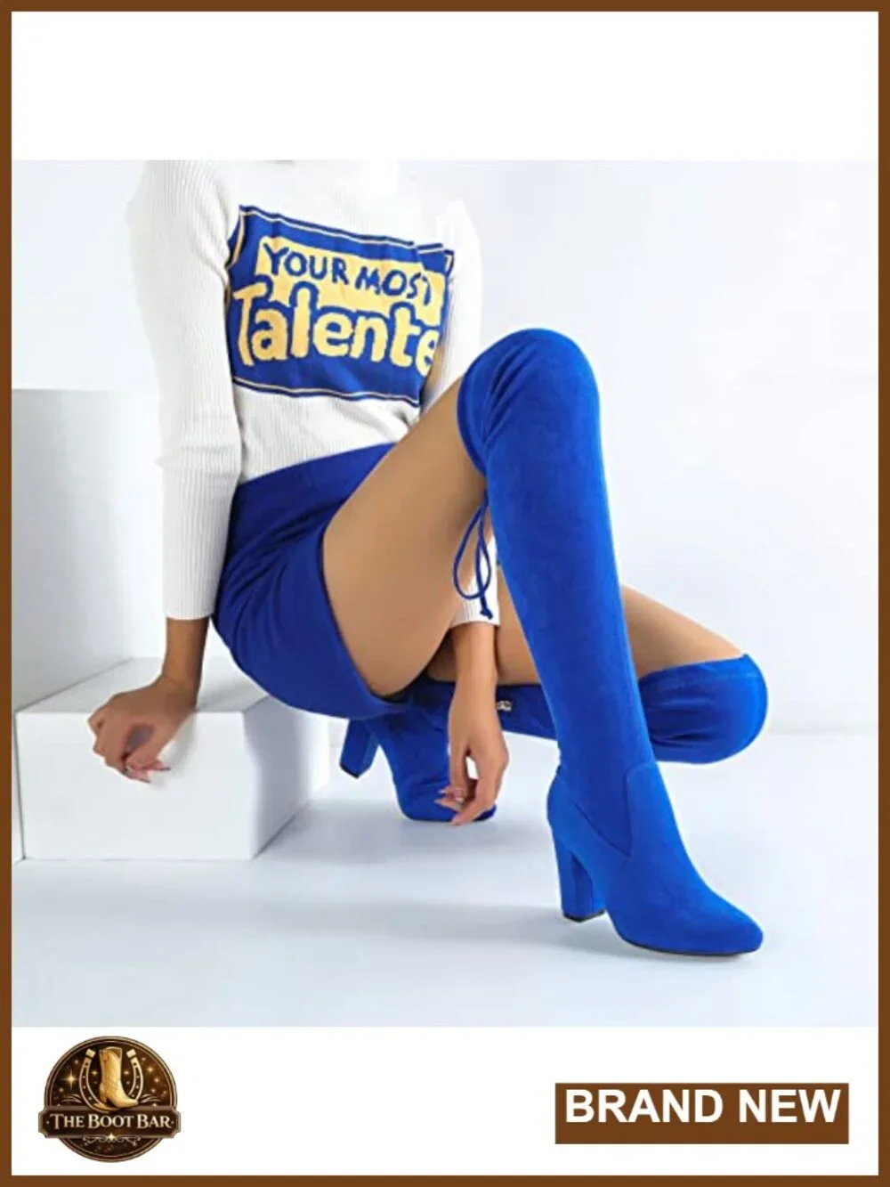 Women's Thigh High Boots Over The Knee Sexy Pointed Toe Chunky Heels Zipper